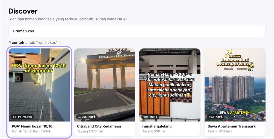 Hasil pencarian rumah kos di AdBit